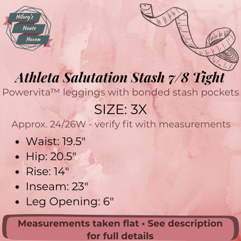 NWT Athleta Salutation Stash High Rise 7/8 Tight 3X 24W 26W Aspen Olive Pockets - Picture 3 of 12
